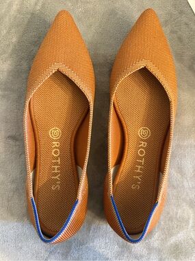 Rothy’s The Point Orange Persimmon Pointed Toe Flats Women’s Size 9